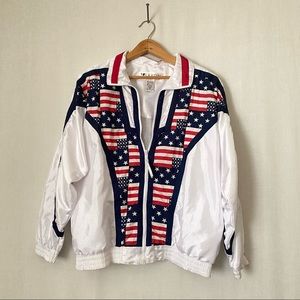 Vintage Lavon American Flag Windbreaker USA 4th of July